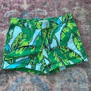 Vineyard Vines Tropical Palm Print 3in Shorts Stretch Green Light Blue Size 6
